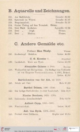 C. Andere Gemälde etc. (Nr. 238 - 272)