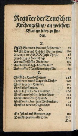 Register der Teutschen Kirchengesäng ...