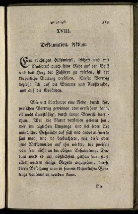 XVIII. Deklamation. Aktion.