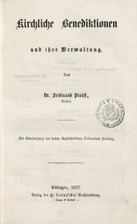 Kirchliche Benediktionen und ihre Verwaltung