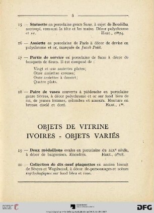 Objets De Vitrine Ivoires - Objets Variès (Nr. 19-30)