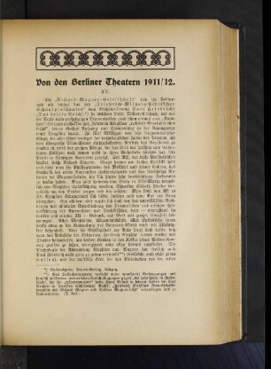 Von den Berliner Theatern 1911/12