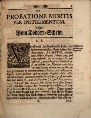 Specimen iur. de probatione mortis per instrumentum, vulgo vom Todten-Schein
