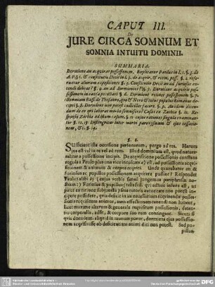 Caput III. De Iure Circa Somnum Et Somnia Intuitu Dominii