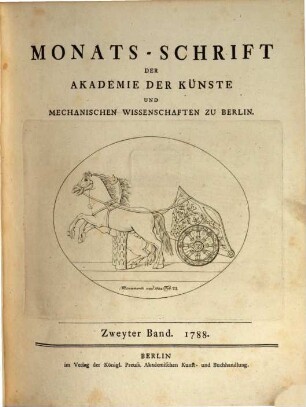 Monats-Schrift der Akademie der Künste und Mechan. Wissenschaften zu Berlin. 2. 1788