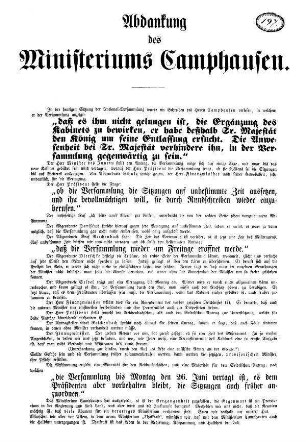 Abdankung des Ministeriums Camphausen