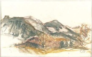 Gsaenger, Gustav; Landschafts - und Gebäudestudien - Berglandschaft (Studie)