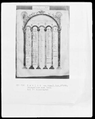 Evangeliar aus Prüm — ---, Folio 21rectoKanontafel