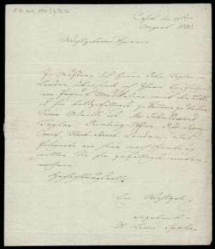 Brief von Louis Spohr an Buchhandlung Perthes-Besser, Hamburg