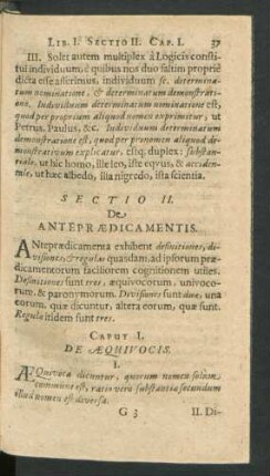 Sectio II. De Antepraedicamentis.