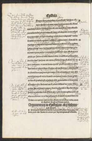 Argumentum in Epistolam ad Philemonem Incipit.