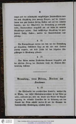 Verwaltung, deren Bildung, Attribute und Functionen
