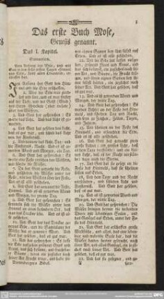 Das erste Buch Mose, Genesis genannt