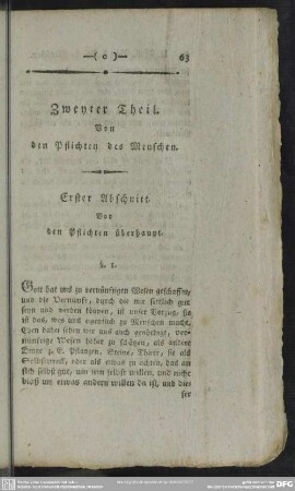 Zweyter Theil. Von den Pflichten des Menschen