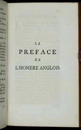 La Preface De L'Homere Anglois