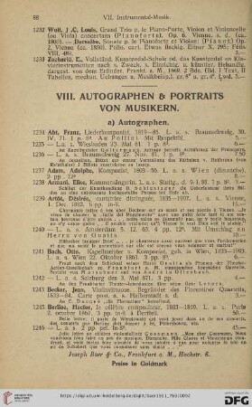 VIII. Autographen & Portraits von Musikern (Nr. 1234 - 1409)