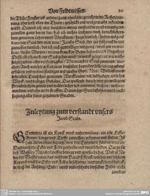 Inleitung zum verstandt unsers Jacob Stabs.