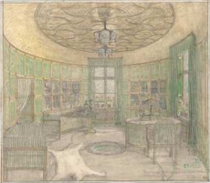 Fischer, Theodor; Forbach (Lothringen); Haus Hans Adt - Wohnzimmer (Perspektive)