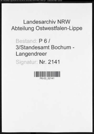 Namensverzeichnis Bochum - Langendreer,Todesfälle