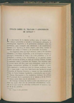 Ensayo sobre el Tratado y Concordato de Letrán