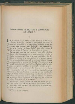 Ensayo sobre el Tratado y Concordato de Letrán