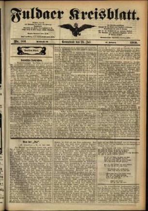 Zweite Ausgabe vom Samstag, den 24. Juli 1909.