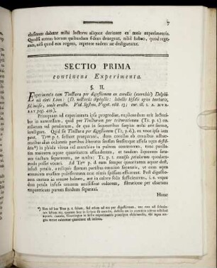 Sectio Prima continens Experimenta.