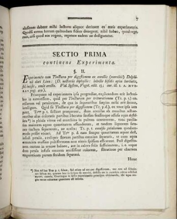 Sectio Prima continens Experimenta.