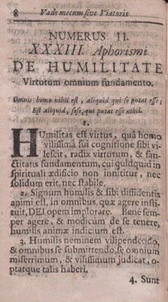 Numerus II. XXXIII. Aphorismi De Humilitate