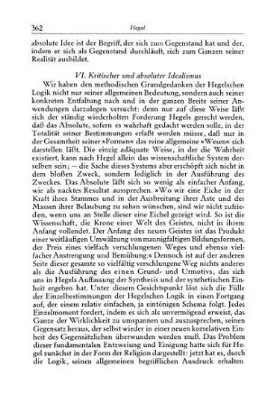 VI. Kritischer und absoluter Idealismus
