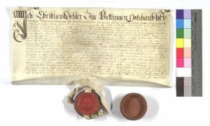 Fertigung Christian Fehlers zu Böttingen um sein Tagwerkwiesen daselbst, so er der Äbtissin Agnes von Kaysersberg und dem Konvent für 160 Gulden verkauft.
