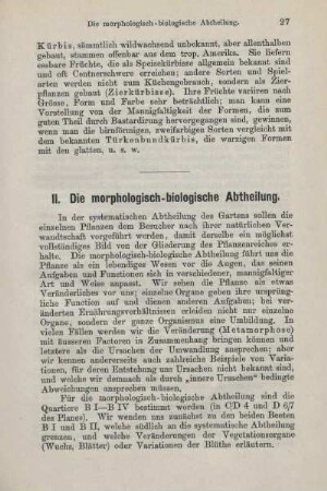 II. Die morphologisch-biologische Abtheilung