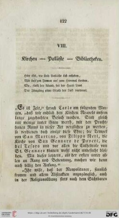 VIII. Kirchen - Palläste - Bibliotheken