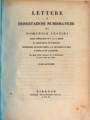 Lettere e dissertazioni numismatiche, 7