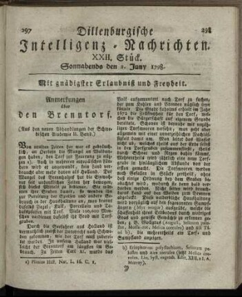 XXII. Stück. Sonnabends den 2. Juny 1798.