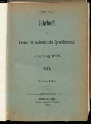 21: Jahrbuch des Vereins für Niederdeutsche Sprachforschung