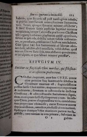 Effugium IV.. Ducitur ex flagitiosis Cleri moribus, qui schismati occasionem praebuerunt