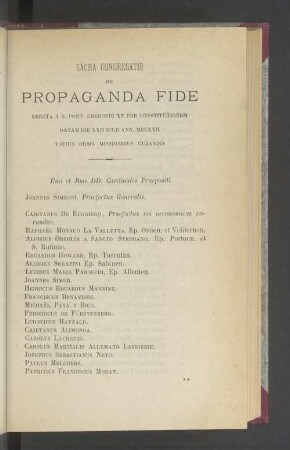 S. congregatio de propaganda fide