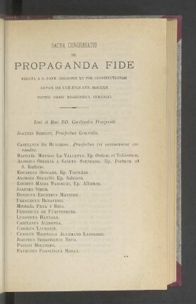 S. congregatio de propaganda fide