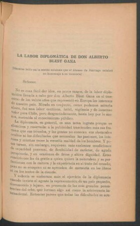 La labor diplomática de don Alberto Blest Gana