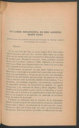 La labor diplomática de don Alberto Blest Gana
