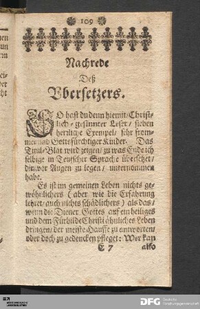 Nachrede Deß Ubersetzers.