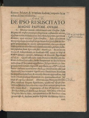 Caput II. De Ipso Resuscitato Magno Pastore Ovium.