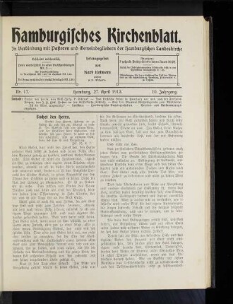 Nr. 17. Hamburg, 27. April 1913. 10. Jahrgang.