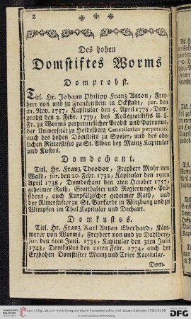 Des hohen Domstiftes Worms [...]