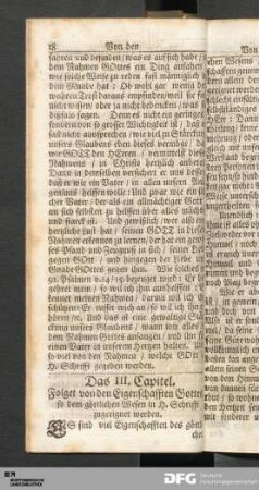 Das III. Capitel. Folget von den Eigenschafften Gottes...