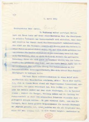 Brief an Max Bruch : 01.04.1913