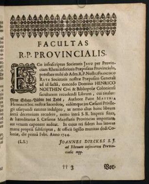 3r, Facultas R.P. Provincialis