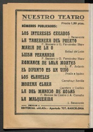 Nuestro Teatro - Números publicados