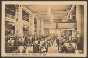 Ansichtskarte Innenraum des „Café Moritzplatz“, Oranienstraße 43-44 [2/2]